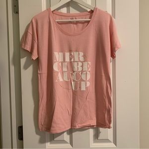 JCrew Pink Merci Beaucoup Tee shirt M